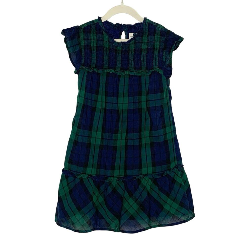 Vineyard Vines Girls Blackwatch Plaid Smocked Ruffle Dress S Holiday Party